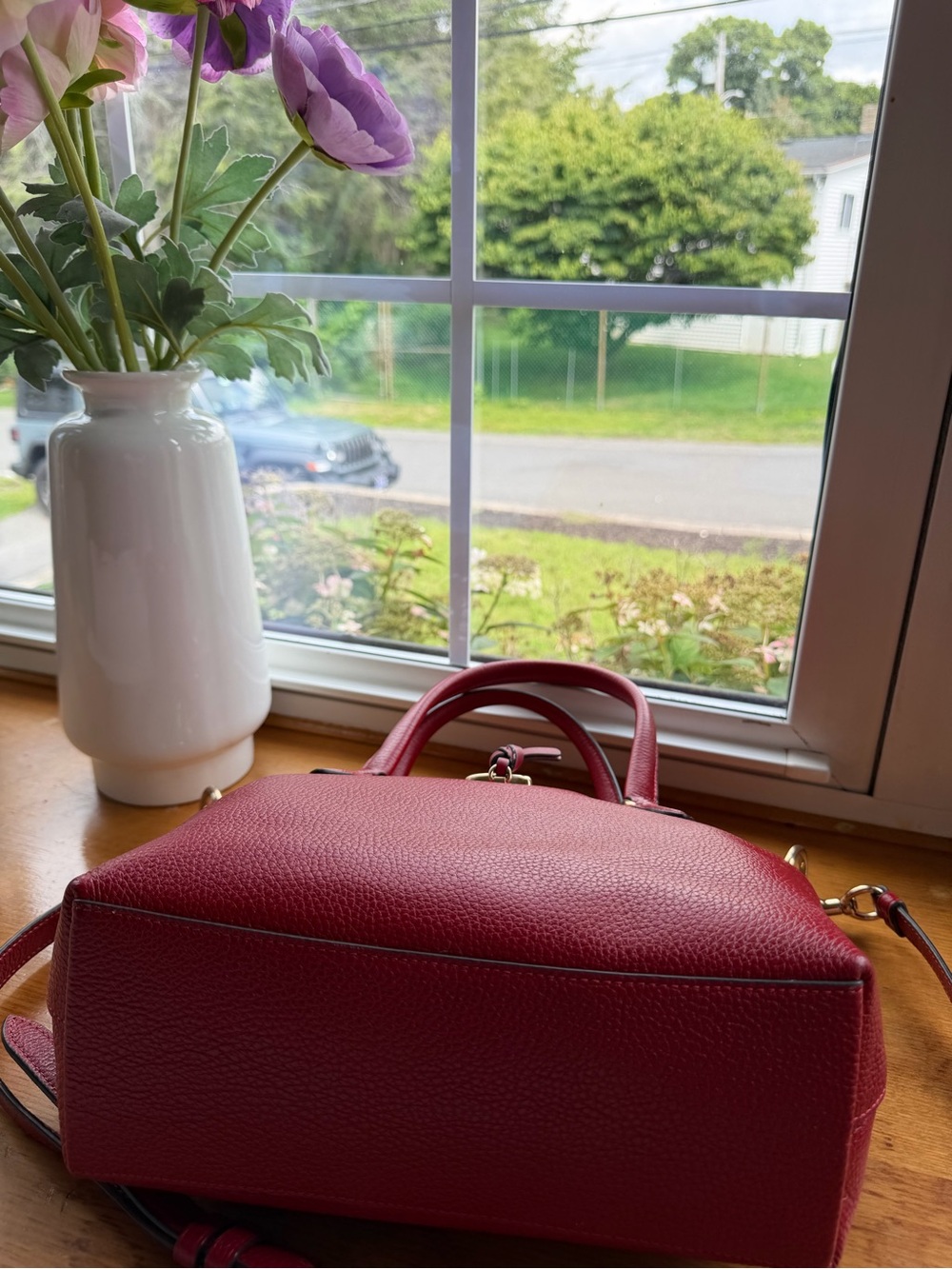 Coach Pebbled Leather Satchel - Burgundy Red with Gold Hardware - Picture 2 of 5